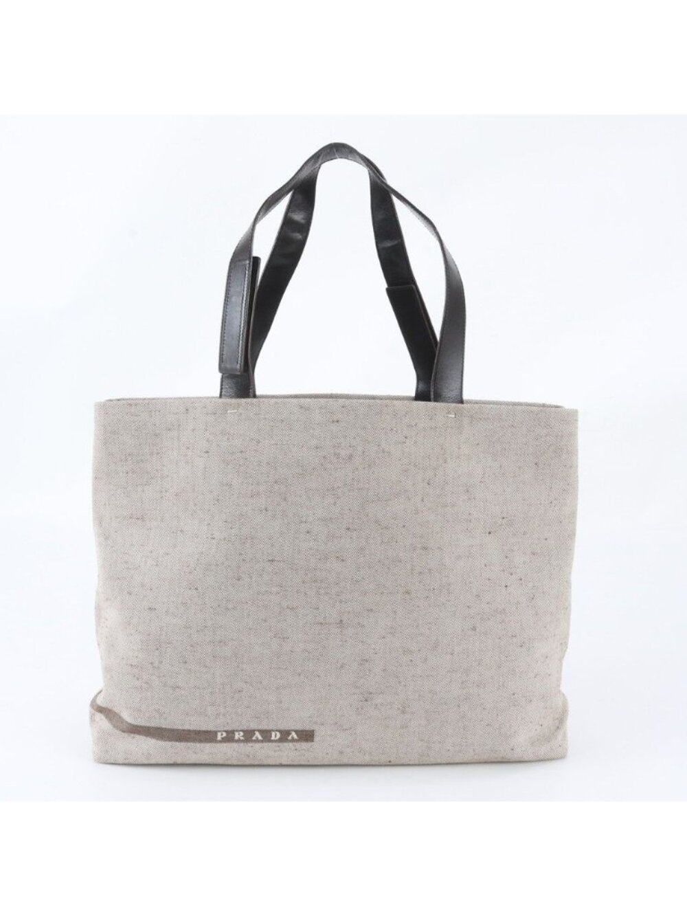 Prada Leather Canvas Tote Shoulder Business Document